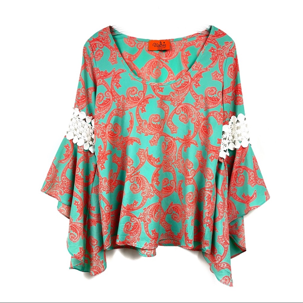 Voom  by Joy Han flare sleeve blouse top